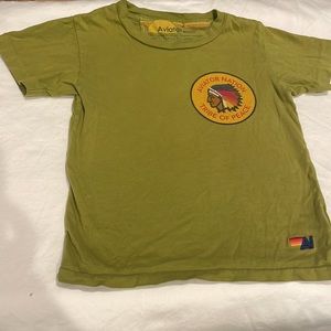 Aviator Nation kids unisex ‘tribe of peace’ olive tee shirt size 2
